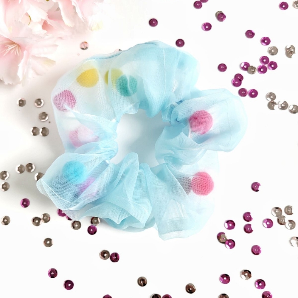 Blue, Pom Pom Scrunchie